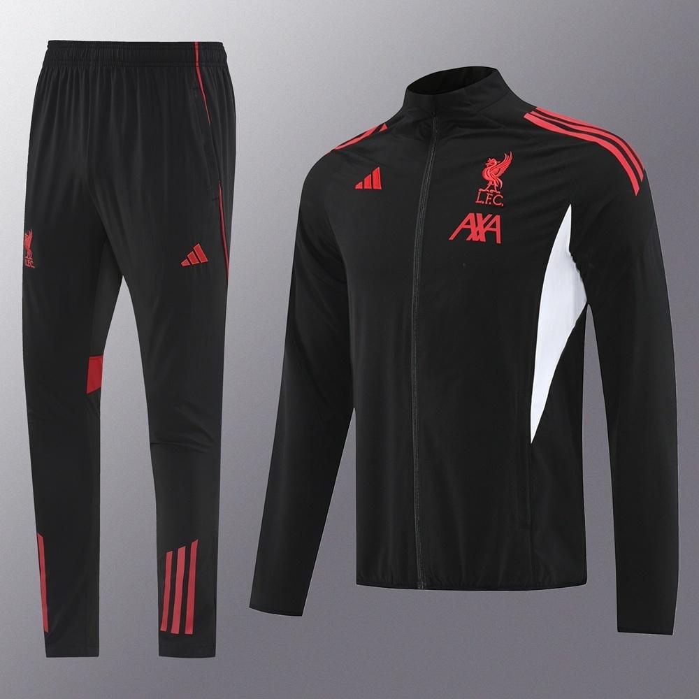 25/26 Liverpool Black S-2XL Half Zipper Jacket+Long Pants
