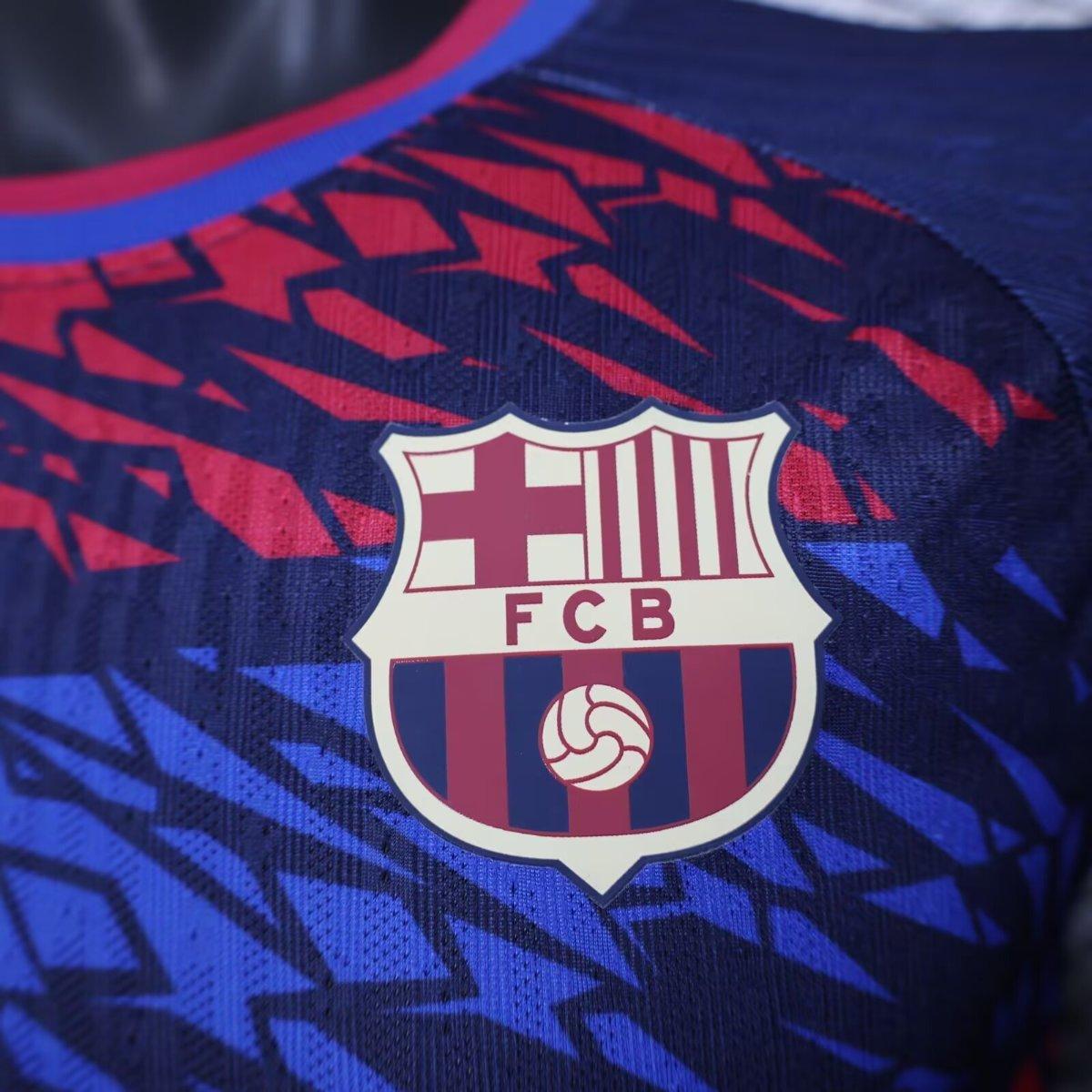 Player Version 25/26 FC Barcelona Navy Blue with Red and Blue Abstract Pattern Jersey