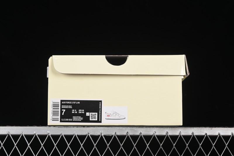 Nike Air Force 1 '07 Low Supreme Collaboration - Red Stitch Grey Sole Casual Sneakers - SJ1198-600