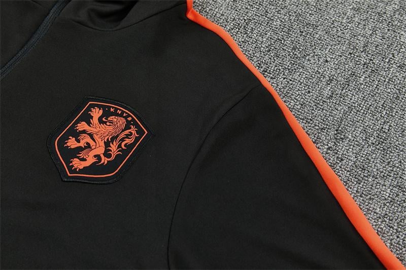 2026 Netherlands Black & Orange  Half Zipper Jacket Tracksuit + Long Pants