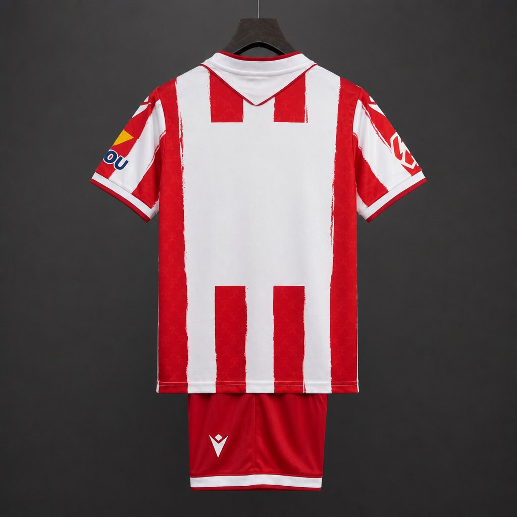26/27 Kids Almeria Home Red With White Stripes Jersey