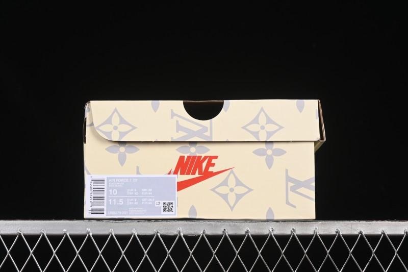 Nike Air Force 1 '07 Low LV Collaboration Black Denim Red Swoosh Casual Sneakers - LW9279-001