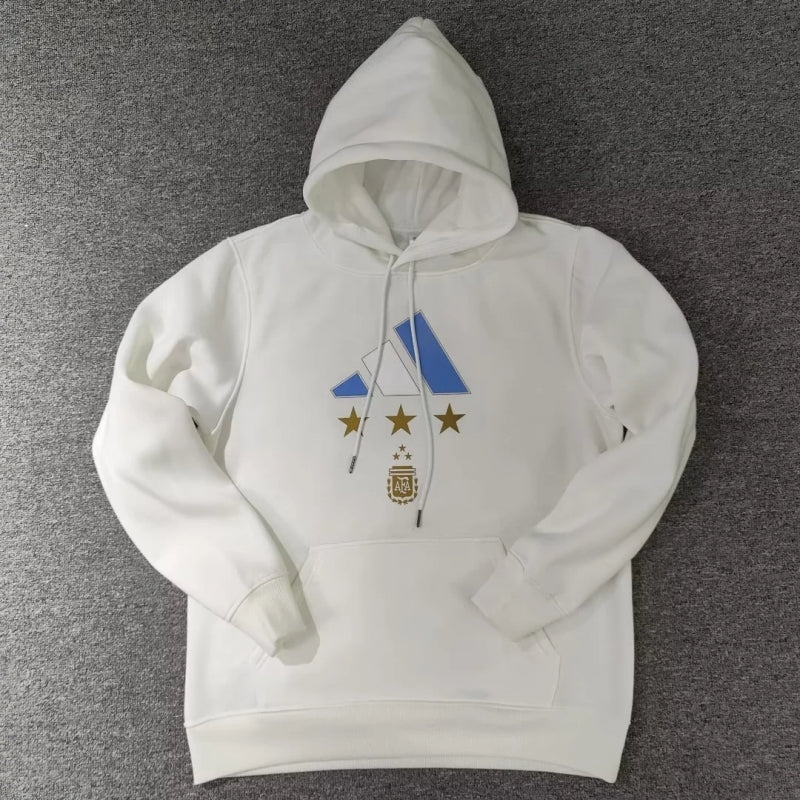 3 Stars Argentina Messi White Hoodie