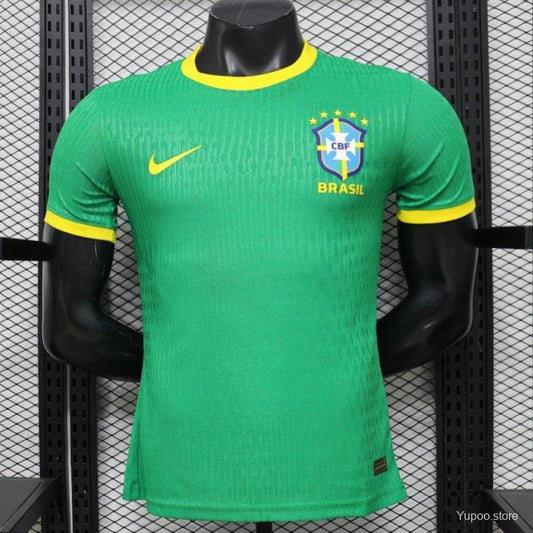 Player Version 2026 Brazil Green with Wave Texture Away Jersey