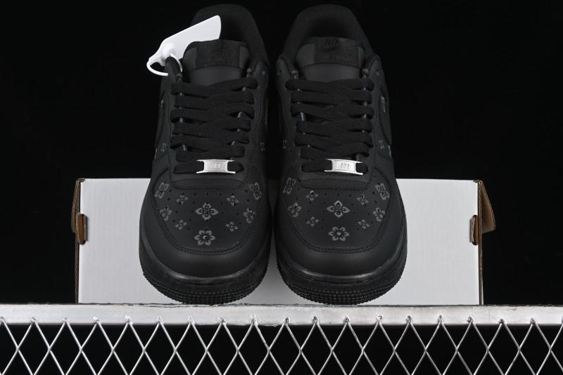 Nike Air Force 1 '07 Low LV Custom All Black Casual Sneakers - 315122-101