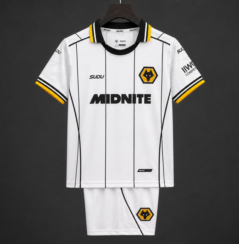 26/27 Kids Wolverhampton Wanderers Wolves Away White Jersey Kit