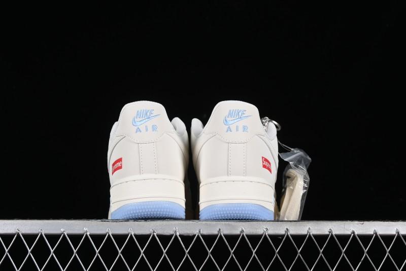Nike Air Force 1 '07 Low Supreme Collaboration - White Blue Colorblock Low-Top Casual Sneakers BB9599-202