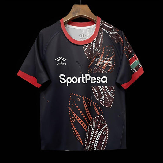 2026 Kenya Black with Red and Orange Tribal Dot Patterns Jersey