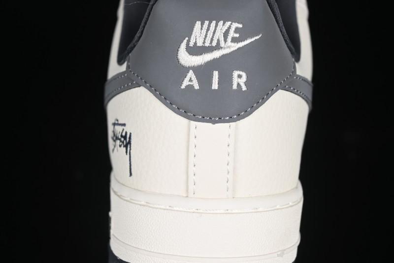 Nike Air Force 1 '07 Low Stussy Collaboration - Light Grey Triple Swoosh Low-Top Casual Sneakers - KK1988-037