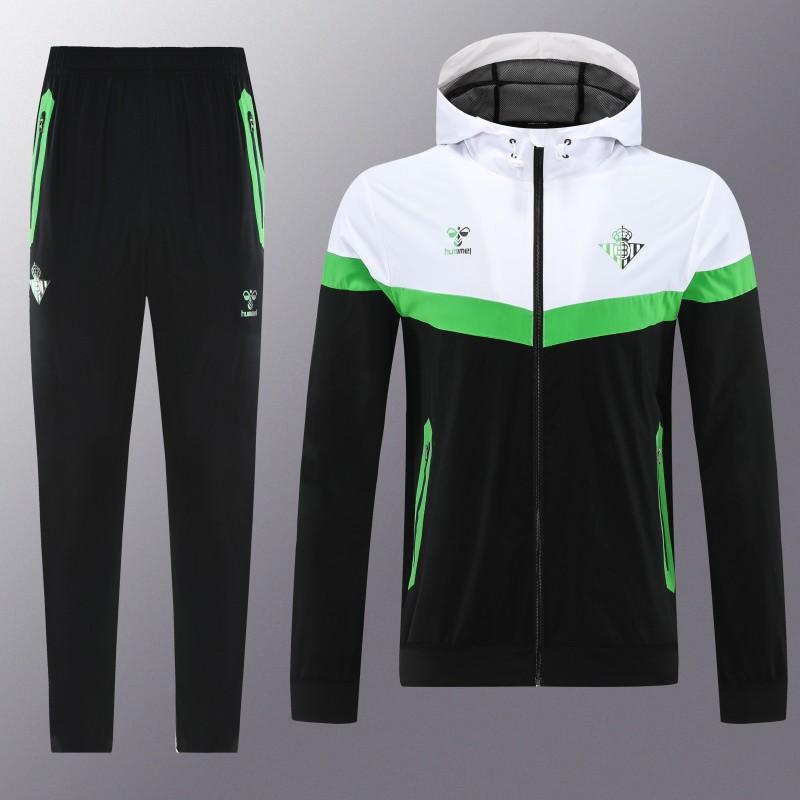 25/26 Real Betis White Black Green  Full zipper Jacket Tracksuit+ long pants