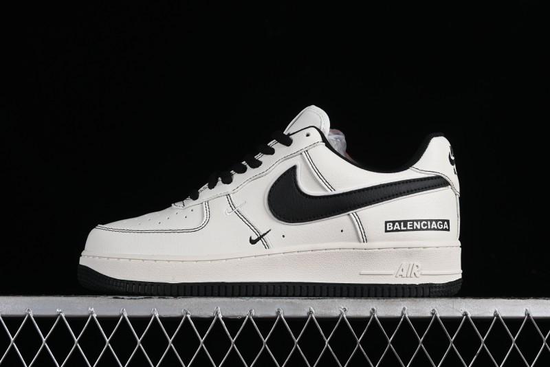Balenciaga x Nike Air Force 1 '07 Low Triple Swoosh Beige Black Casual Shoes - FR0538-090