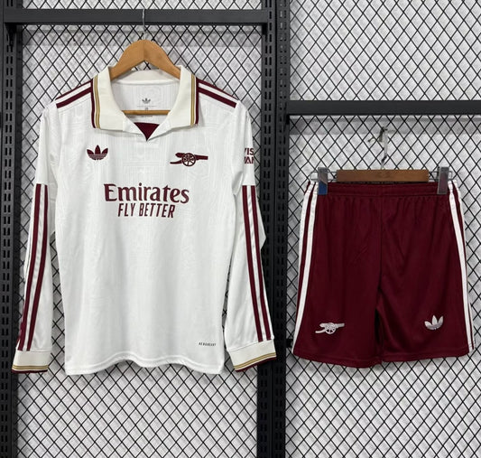 25/26 Kids Arsenal Third White Long Sleeve Jersey