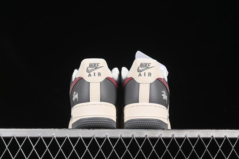 Nike Air Force 1 '07 Low Stussy Collaboration Render Red Swoosh Casual Sneakers - XS1958-573