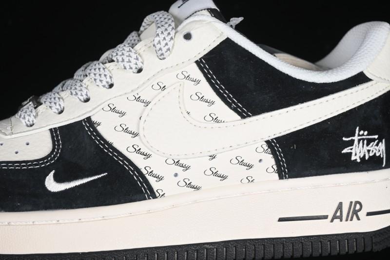 Nike Air Force 1 '07 Low Stussy Collaboration - Black White Casual Sneakers - XZ6188-671