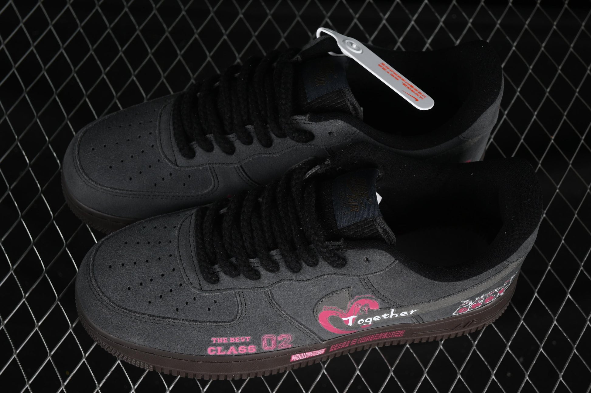 Nike Air Force 1'07 Low "Black Pink" Limited Edition Sneakers with Heart Design - DO6730-010