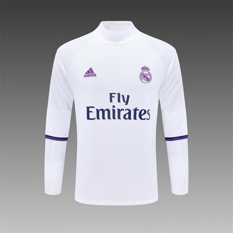 Retro 16/17 Real Madrid White Half Zipper Jacket