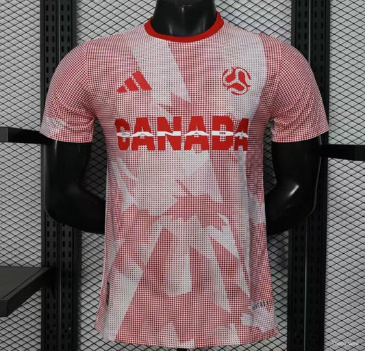2025 Player Version  Canada Away White with Red Halftone Gradient Pattern World Cup Commemorative Jersey
