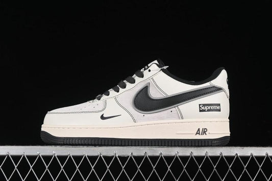 Nike Air Force 1 '07 Low Supreme Collaboration - Beige Grey Pigskin Low-Top Casual Sneakers - XZ6188-018