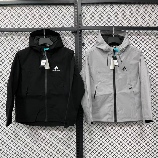 2025 Adidas Light Grey/Black Windbreaker