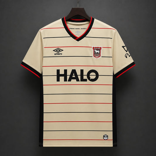 26/27 Ipswich Town Cream with Black & Red Stripes Away Jersey