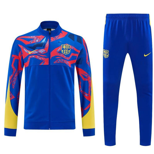 26/27 FC Barcelona Blue with Red  Full Zipper Jacket Tracksuit + Long Pants
