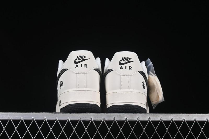 Nike Air Force 1 '07 Low Stussy Collaboration Black Leather Low-Top Casual Sneakers - HH7518-045