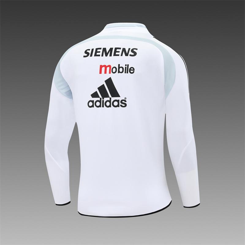 Retro 04/05 Real Madrid White Half Zipper Jacket