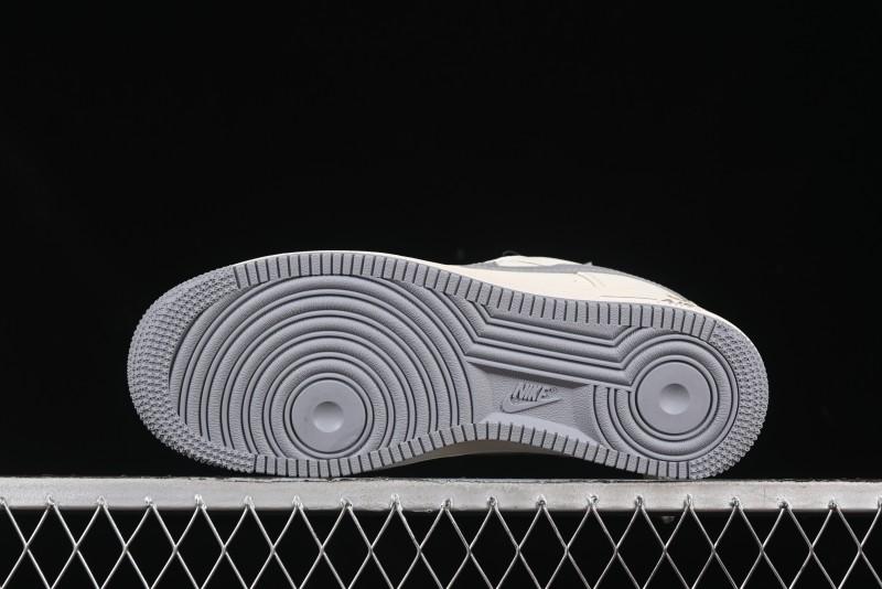 Nike Air Force 1 '07 Low Stussy Collaboration Gold Embroidery Grey Swoosh Casual Sneakers - XX3168-150