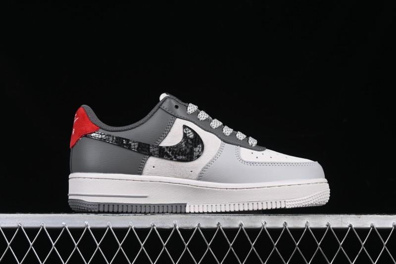 Nike Air Force 1 '07 Low The North Face Collaboration Beige Grey Black Snake Leather Custom Casual Sneakers - DM6688-052