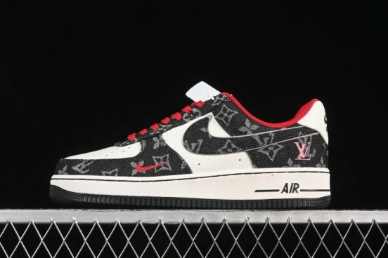 Nike Air Force 1 '07 Low LV Collaboration Black Denim Red Swoosh