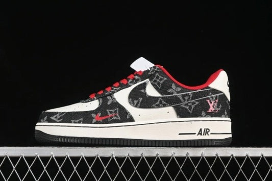 Nike Air Force 1 '07 Low LV Collaboration Black Denim Red Swoosh